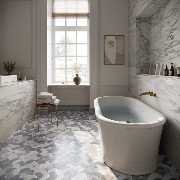 Isobel Glacier Gray Polished Marble Luxury Mosaic Tile