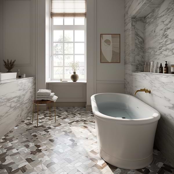 Isobel Russet Brown Polished Marble Luxury Mosaic Tile
