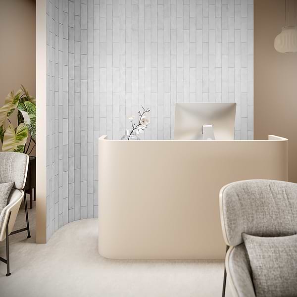 Alisa Cloud White 3x12 Frosted Subway Glass Tile
