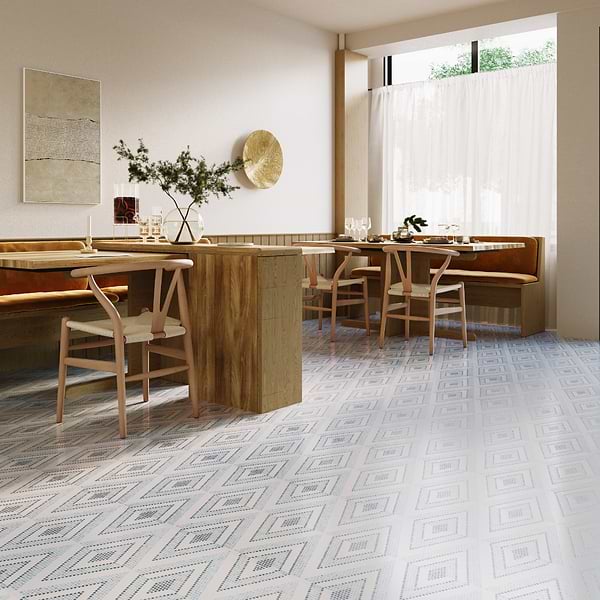 Uma Blue and White Polished Marble Micro Mosaic Tile