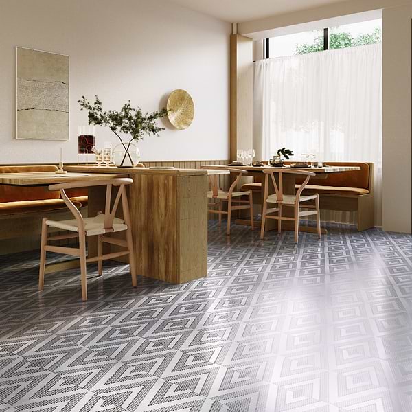 Uma Gray and White Polished Marble Micro Mosaic Tile