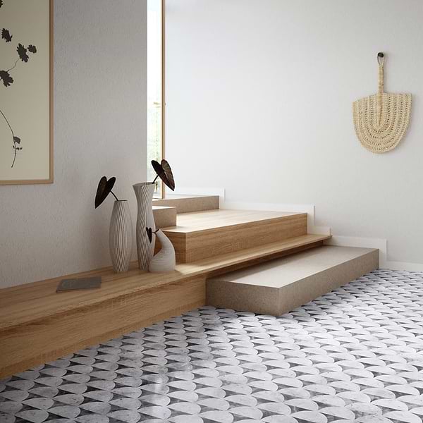 Moonrise Bardiglio Gray Polished Marble Waterjet Mosaic Tile