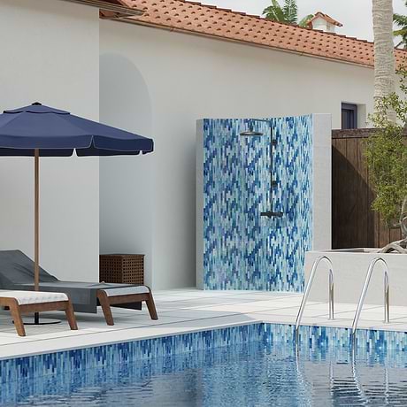 Artwave Beach Blue Iridescent 1x4  Polished Glass Mosaic Tile
