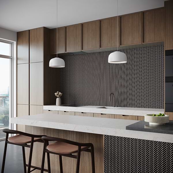 Kai Black 1x2" Herringbone Matte Porcelain Mosaic Tile