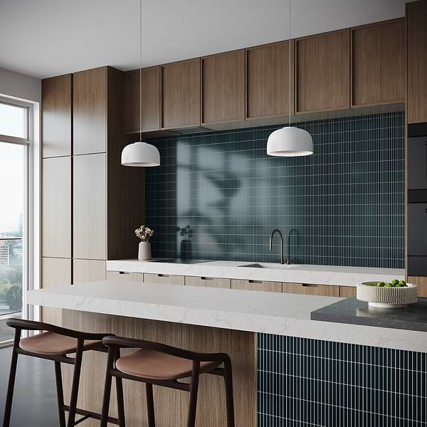 Kai Emerald Green 1x4" Tri-Stacked Glossy Porcelain Mosaic Tile