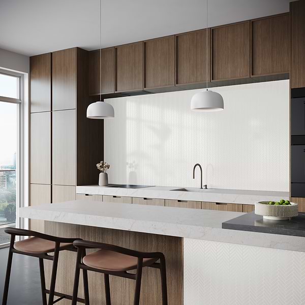Kai White 1x2" Herringbone Glossy Porcelain Mosaic Tile