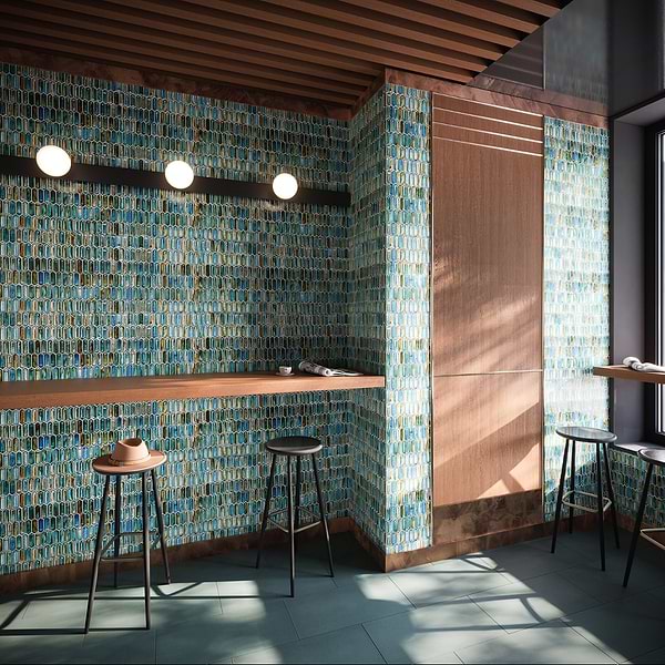 Komorebi Picket Juneau Spring Multicolor 1x3 Polished Glass Mosaic Tile