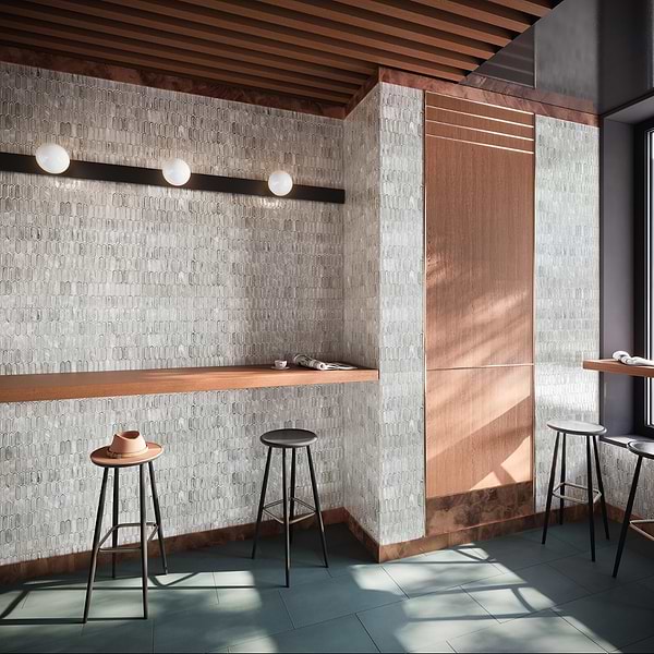 Komorebi Picket Mineral Ice Gray 1x3 Polished Glass Mosaic Tile