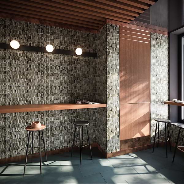 Komorebi Picket Rainforest Dew Gray 1x3 Polished Glass Mosaic Tile