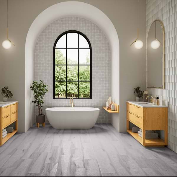 Woodcrete Silver Gray Rigid Core Click 12x48 Luxury Vinyl Tile