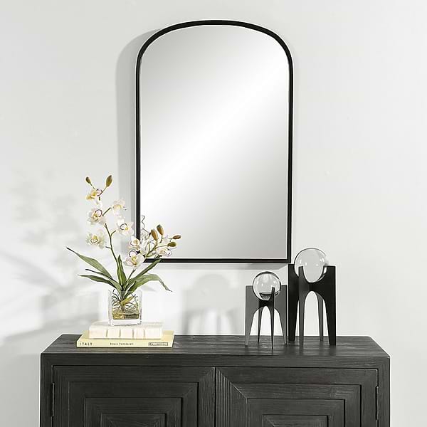 Simpla Arcadia Black 22x34" Arched Mirror
