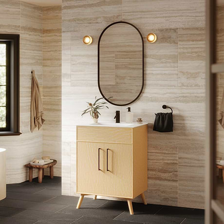 Adelle Blonde Oak 24" Single Vanity with White Ceramic Top
