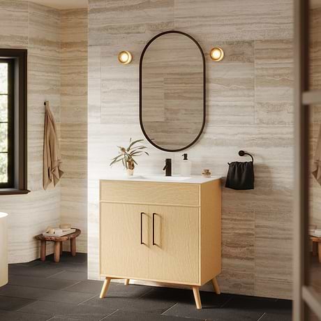 Adelle Blonde Oak 30" Single Vanity with White Ceramic Top