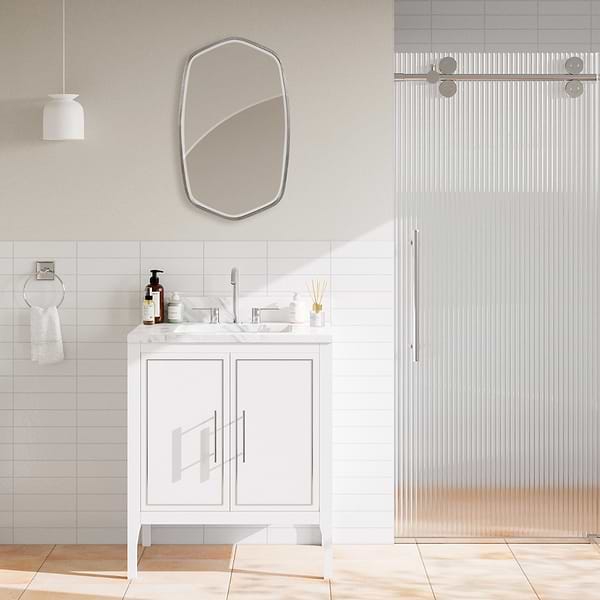 Ayelet Silver 22x36" Geometric Mirror