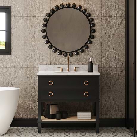 Sade Black 36" Single Vanity with Carrara Marble Top