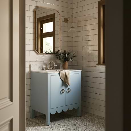 Kasey Sky Blue 30" Single Vanity with Carrara Marble Top