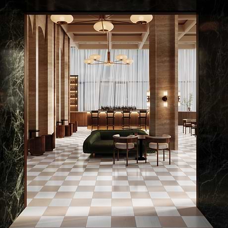 Alterno Crema Ella Beige and Glacier White Select 12x12 Polished Marble Checkerboard Tile