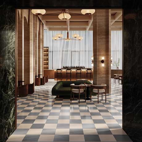 Alterno Earth Gray and Crema Ella Beige 12x12 Polished Marble Checkerboard Tile