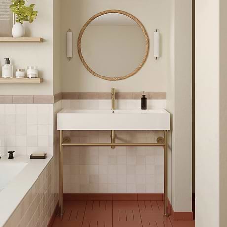 Apollo Brushed Brass 39" Single Console with Single Hole White Ceramic Top