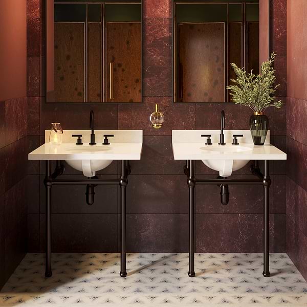 Pierce Oil Rubbed Bronze 30" Single Console with Oval Sink and Carrara Marble Top