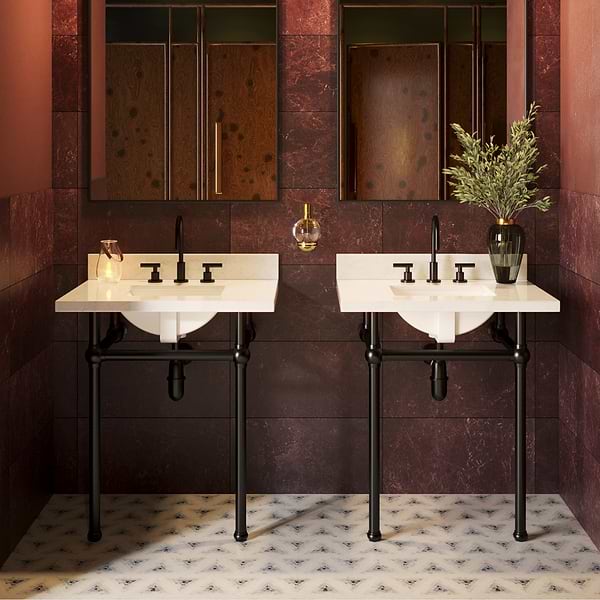 Pierce Matte Black 30" Single Console with Rectangle Sink and Carrara Marble Top