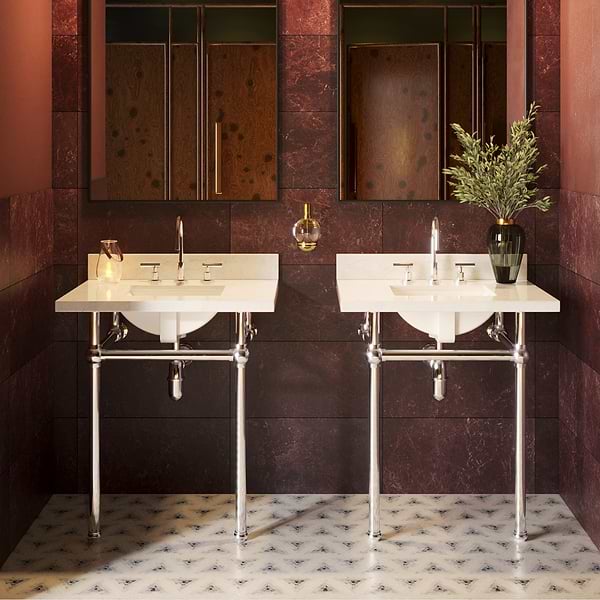 Pierce Polished Chrome 30" Single Console with Rectangle Sink and Carrara Marble Top