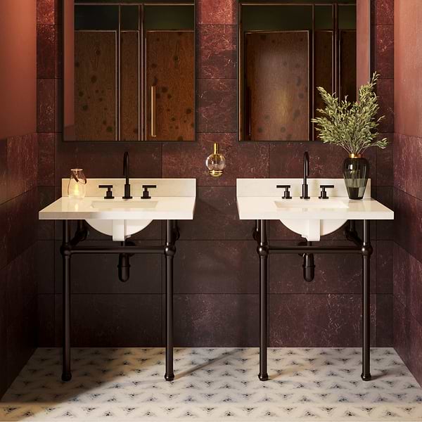 Pierce Oil Rubbed Bronze 30" Single Console with Rectangle Sink and Carrara Marble Top