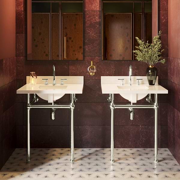 Pierce Polished Nickel  30" Single Console with Rectangle Sink and Carrara Marble Top