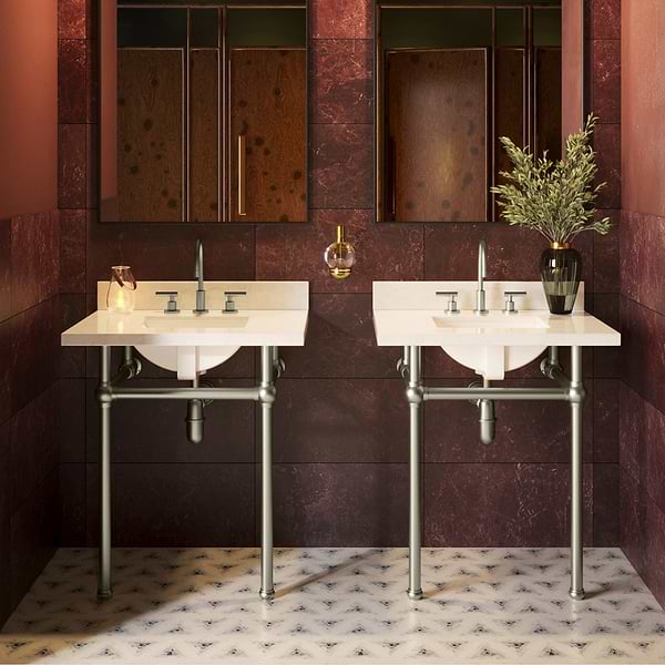 Pierce Brushed Nickel 30" Single Console with Rectangle Sink and Carrara Marble Top