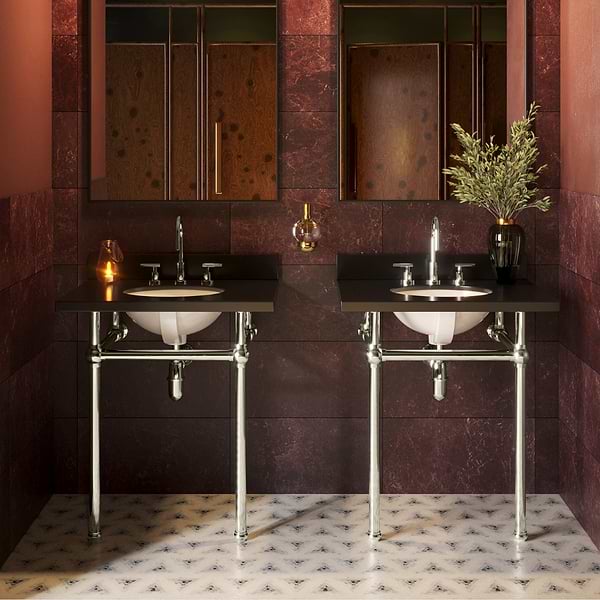 Pierce Polished Nickel 30" Single Console with Oval Sink and Black Granite Top