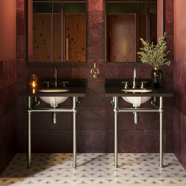 Pierce Brushed Nickel 30" Single Console with Oval Sink and Black Granite Top