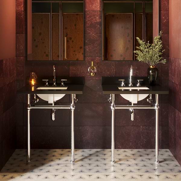 Pierce Polished Chrome 30" Single Console with Rectangle Sink and Black Granite Top