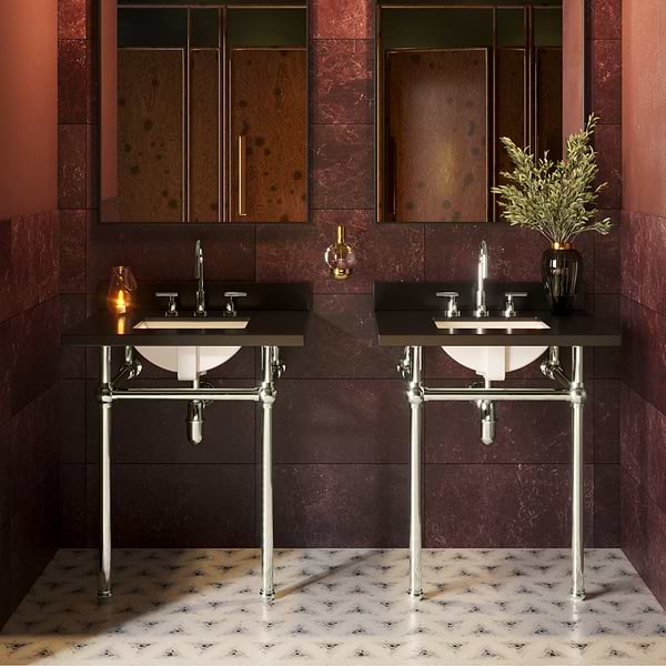 Pierce Polished Nickel  30" Single Console with Rectangle Sink and Black Granite Top