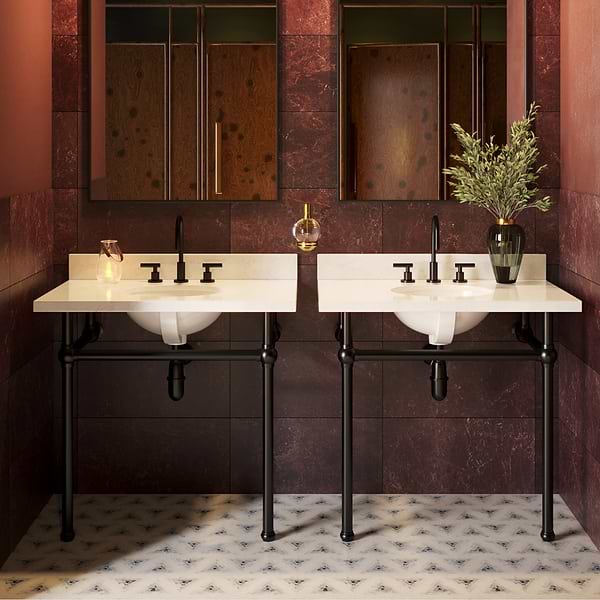 Pierce Matte Black 36" Single Console with Oval Sink and Carrara Marble Top