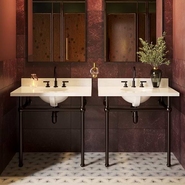 Pierce Oil Rubbed Bronze 36" Single Console with Oval Sink and Carrara Marble Top