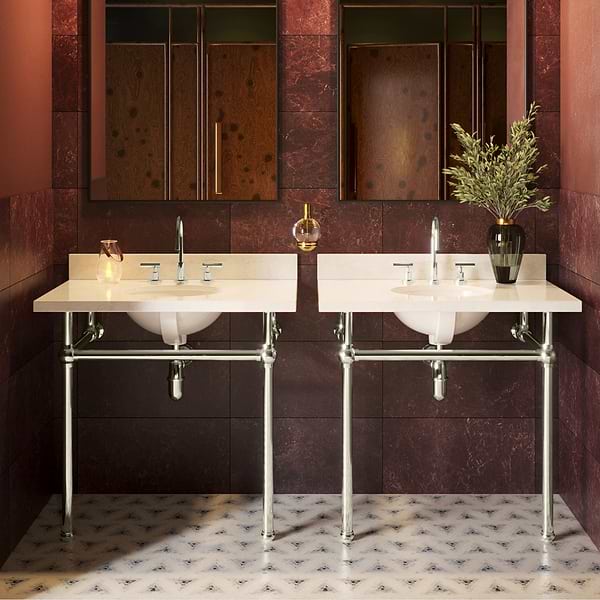 Pierce Polished Nickel 36" Single Console with Oval Sink and Carrara Marble Top