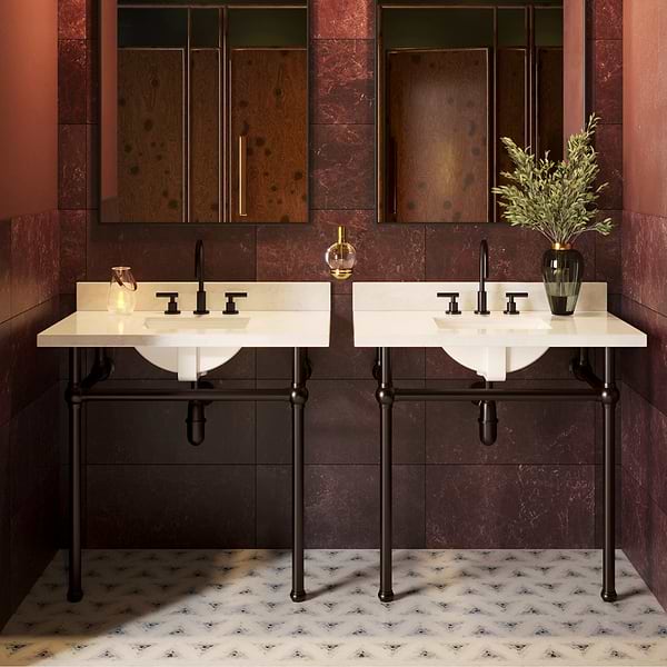 Pierce Oil Rubbed Bronze 36" Single Console with Rectangle Sink and Carrara Marble Top