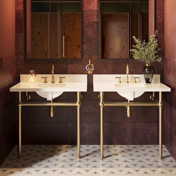 Pierce Brushed Brass 36" Single Console with Rectangle Sink and Carrara Marble Top