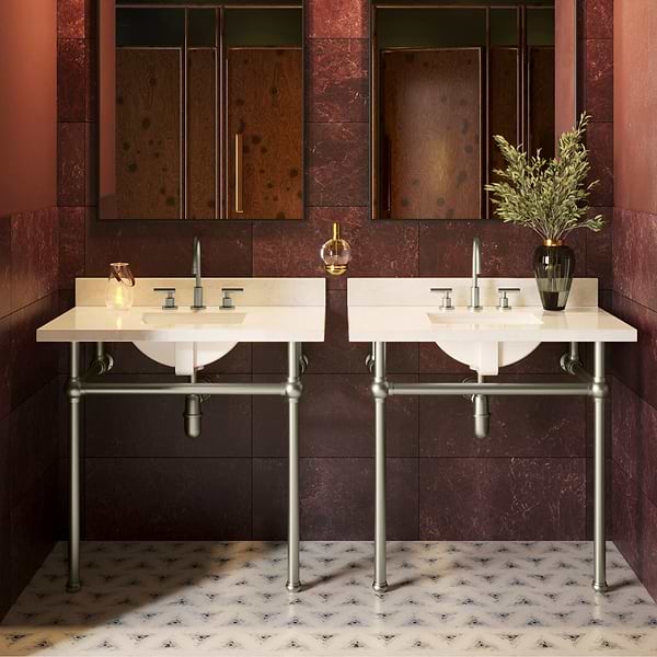 Pierce Brushed Nickel 36" Single Console with Rectangle Sink and Carrara Marble Top