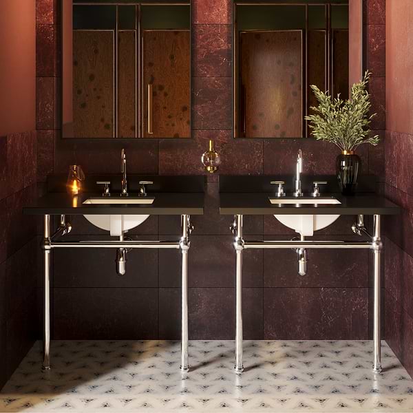 Pierce Polished Chrome 36" Single Console with Rectangle Sink and Black Granite Top