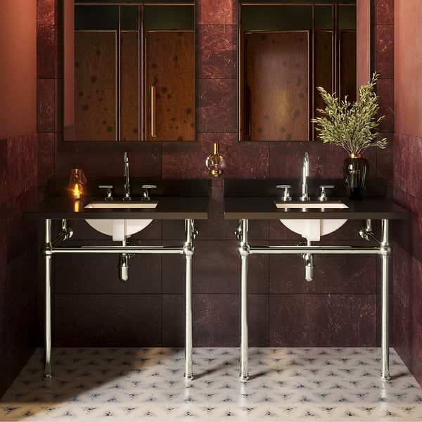Pierce Polished Nickel 36" Single Console with Rectangle Sink and Black Granite Top
