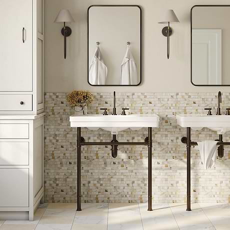 Charles Oil Rubbed Bronze 36" Single Console with White Ceramic Top