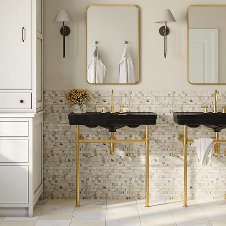 Charles Brushed Brass 36" Single Console with Black Ceramic Top