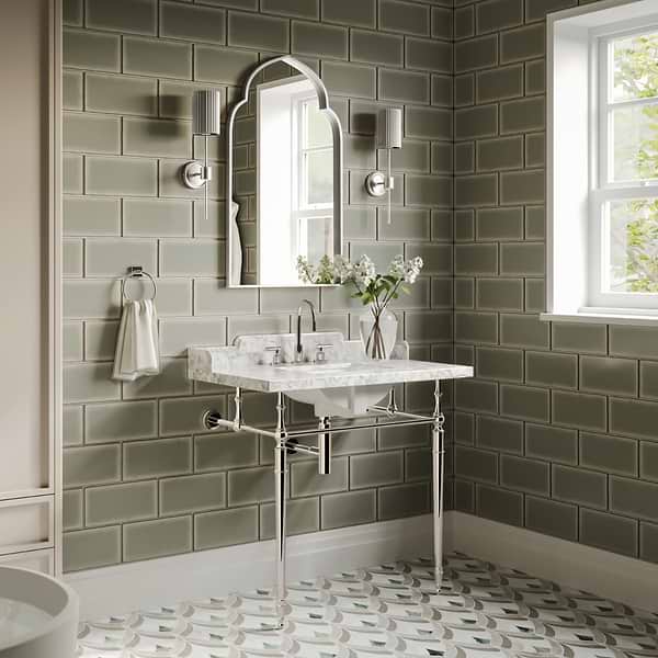 Astoria Polished Nickel 10" Widespread Bathroom Faucet With Pop Up Standard Drain