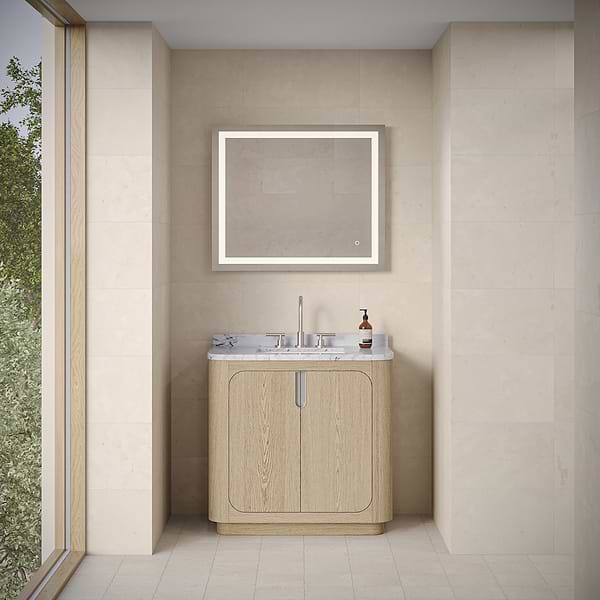 Estra Silver 36x30" Rectangle LED Mirror in Silver, View 3, open zoomed image