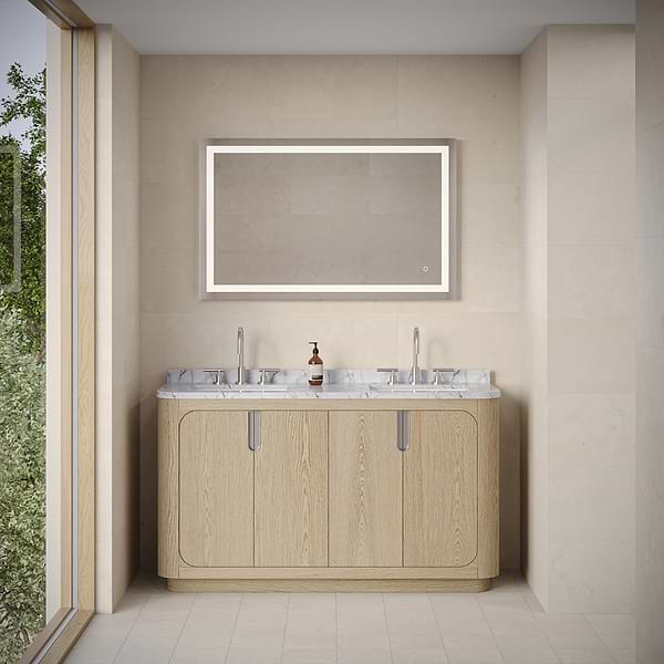 Estra Silver 48x30" Rectangle LED Mirror in Silver, View 3, open zoomed image