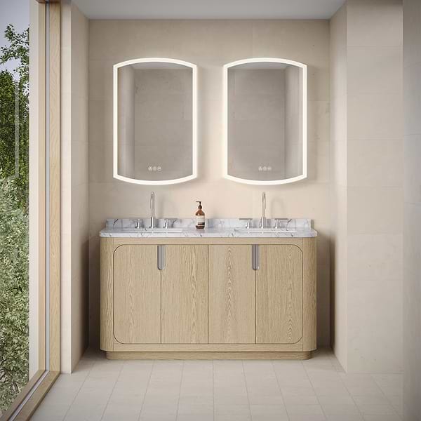 Radium Silver 24x38" Rectangle Recessed or Wall Mounted Left-Hand LED Medicine Cabinet with Mirror in Silver, View 3, open zoomed image