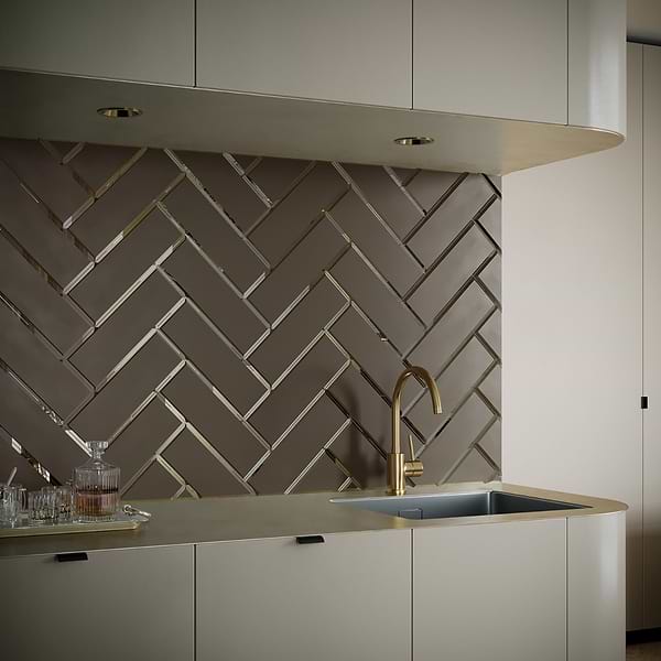 Bronze Beveled 4x12 Metallic Mirror Subway Tile