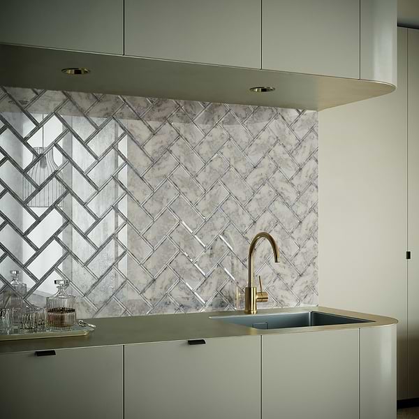 Vilna Argenta Gray 3x6 Beveled Polished Antique Mirror Subway Tile