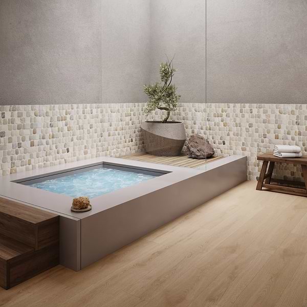 Nature Pathway Lombok Beige 2" Natural Stone Mosaic Tile